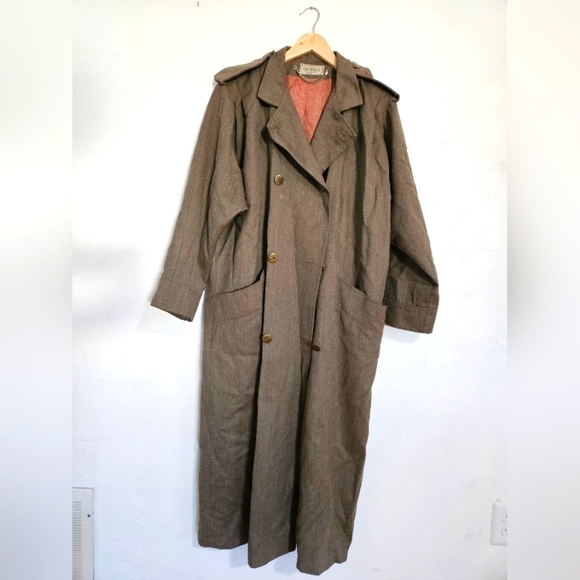 VTG LA VOGUE Brown Wool Trenchcoat - Picture 1 of 10
